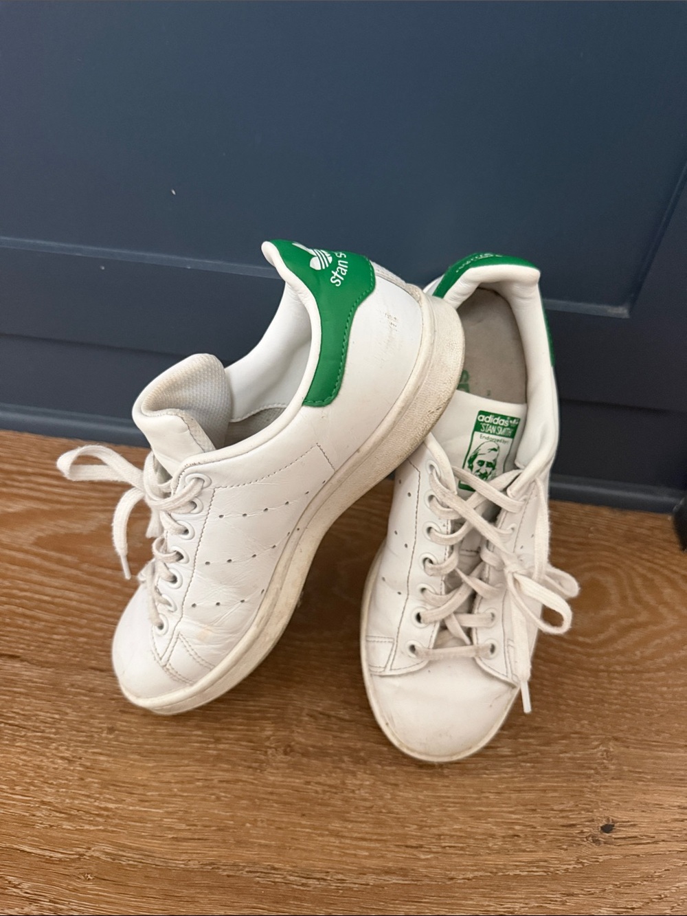adidas Stan Smith White Sneakers with Green Heel Tab